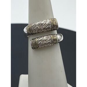 Wallace Sterling Silver Gold Accent Aegean Weave Bypass‎ Band Ring Sz 6.5 6.2g